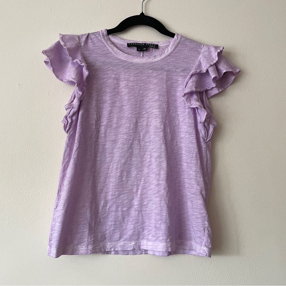 Veronica Beard Akeela ruffled pima cotton short sleeve flutter t-shirt Size XS - Picture 13 of 14